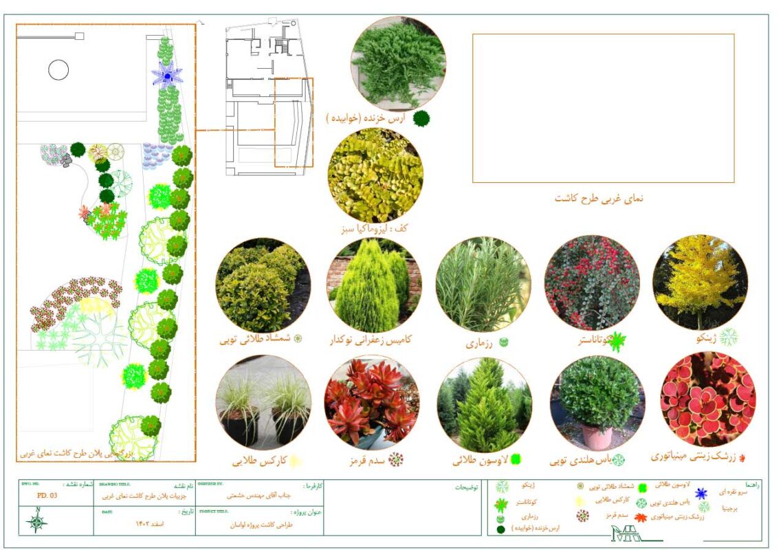 پلان طراحی کاشت گیاهان زینیت