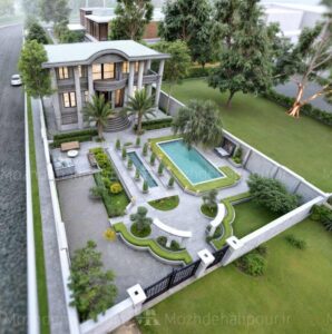 طراحی محوطه کلاسیک ویلا