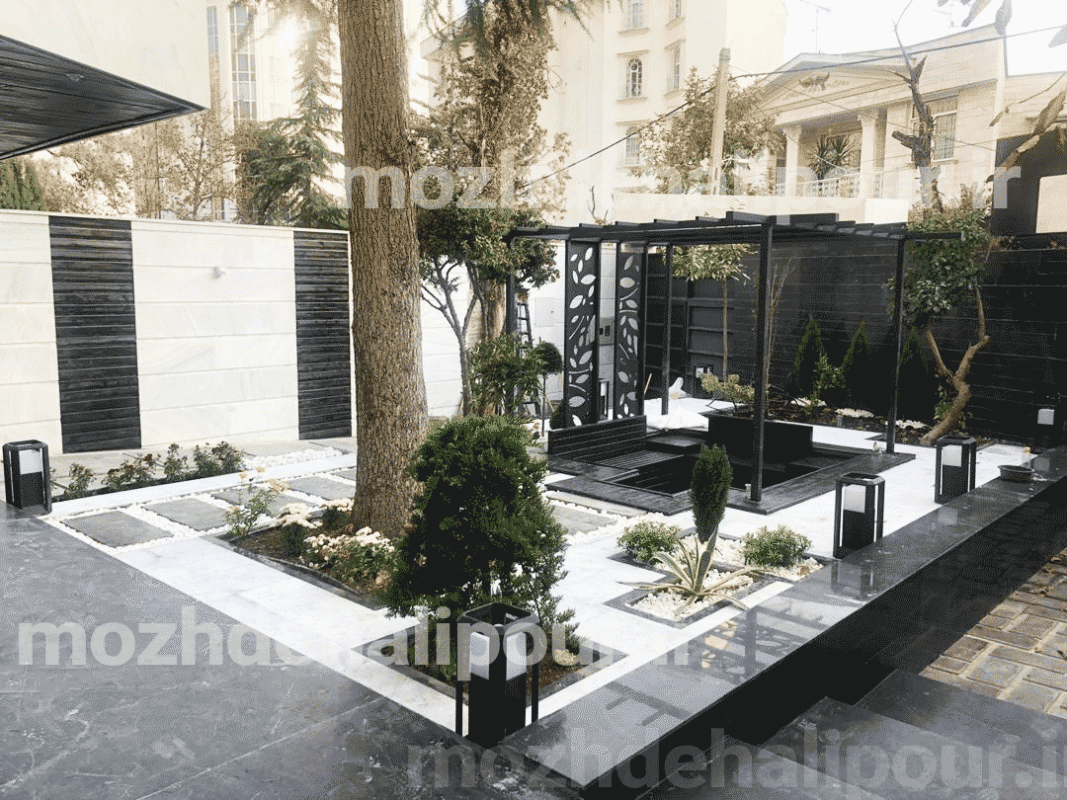 طراحی و اجرای محوطه ویلای مدرن